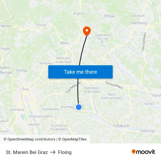 St. Marein Bei Graz to Floing map