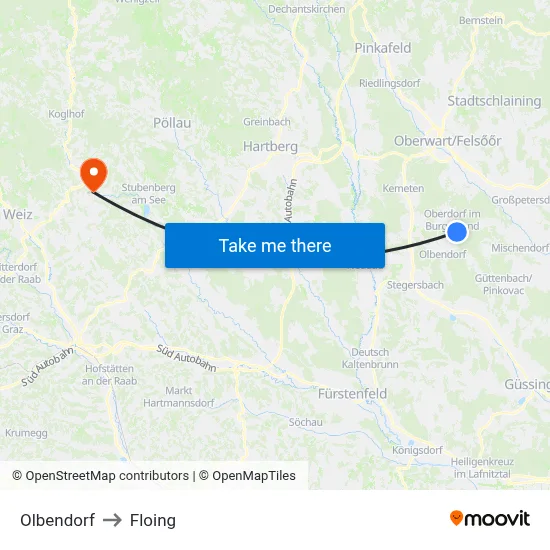 Olbendorf to Floing map