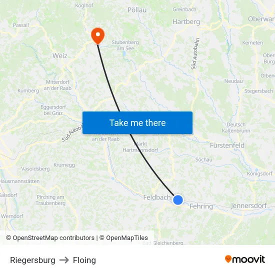 Riegersburg to Floing map