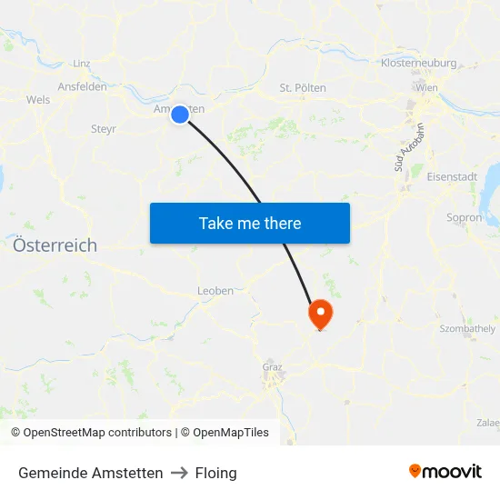 Gemeinde Amstetten to Floing map