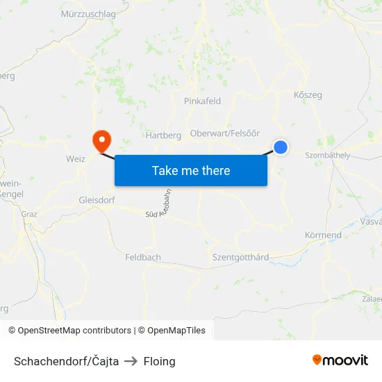 Schachendorf/Čajta to Floing map