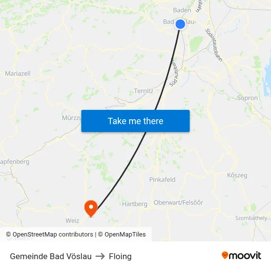 Gemeinde Bad Vöslau to Floing map