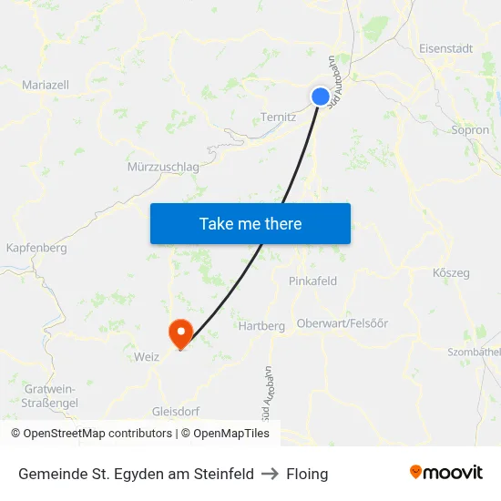Gemeinde St. Egyden am Steinfeld to Floing map