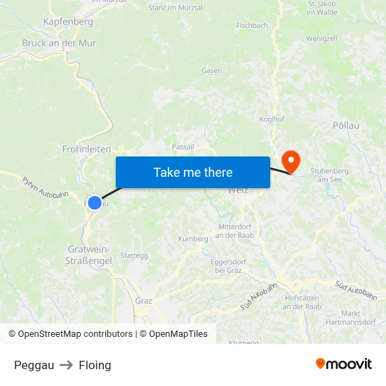 Peggau to Floing map
