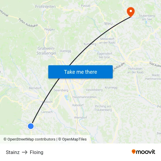 Stainz to Floing map