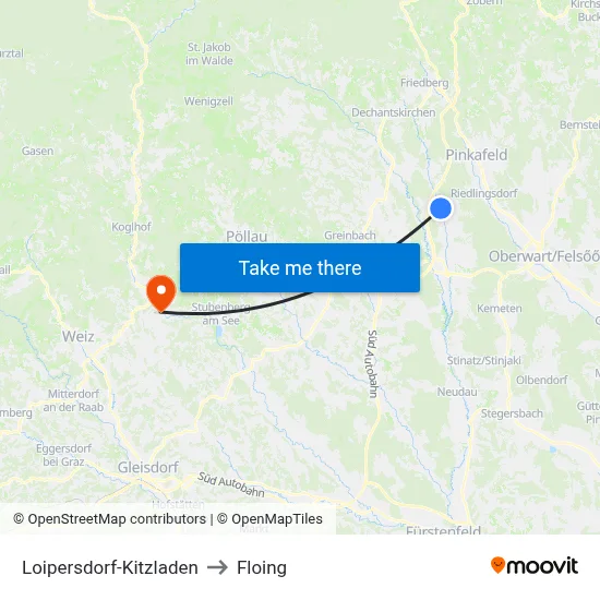 Loipersdorf-Kitzladen to Floing map