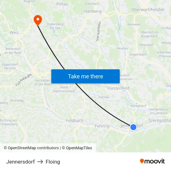 Jennersdorf to Floing map