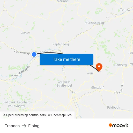 Traboch to Floing map