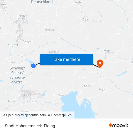 Stadt Hohenems to Floing map