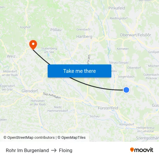 Rohr Im Burgenland to Floing map
