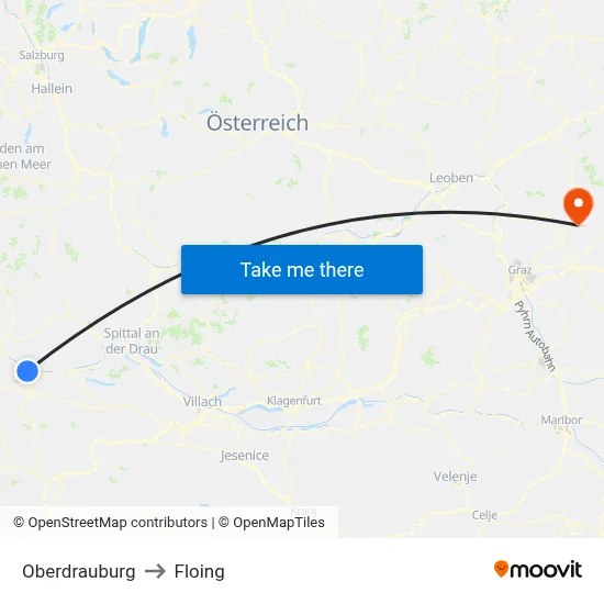 Oberdrauburg to Floing map