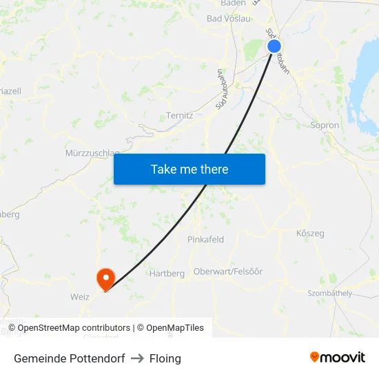 Gemeinde Pottendorf to Floing map