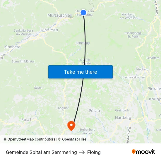 Gemeinde Spital am Semmering to Floing map