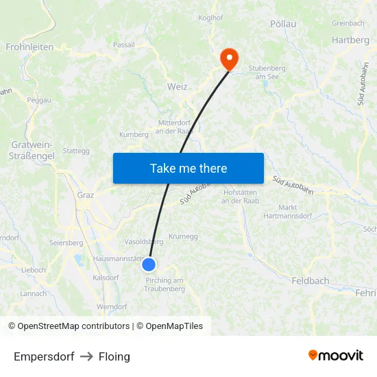 Empersdorf to Floing map