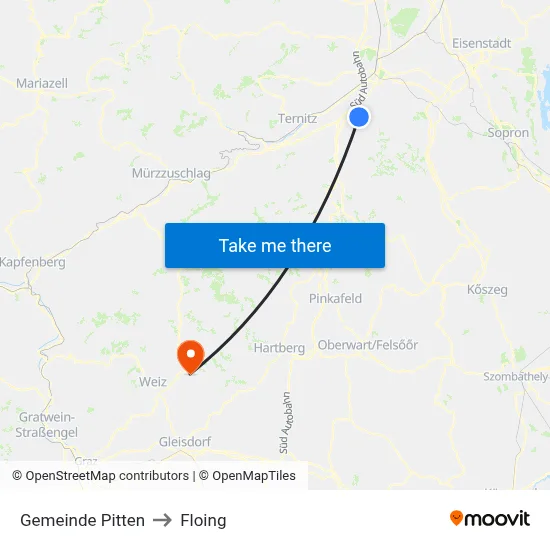 Gemeinde Pitten to Floing map