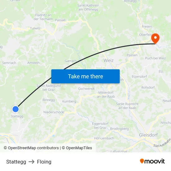 Stattegg to Floing map