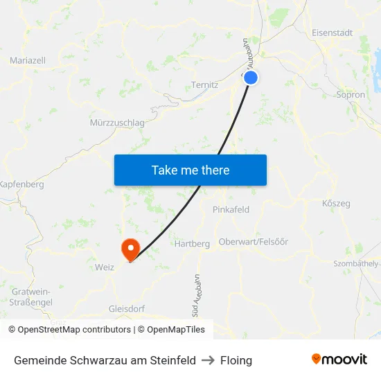 Gemeinde Schwarzau am Steinfeld to Floing map
