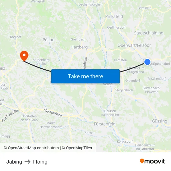 Jabing to Floing map