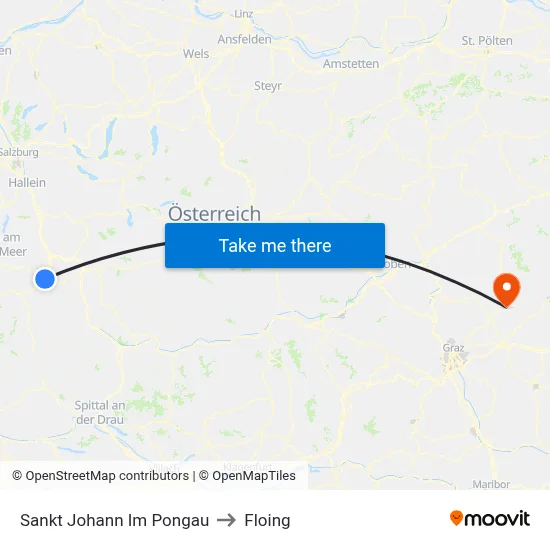 Sankt Johann Im Pongau to Floing map