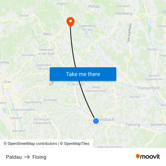 Paldau to Floing map