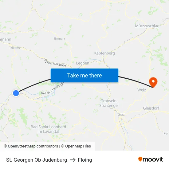 St. Georgen Ob Judenburg to Floing map