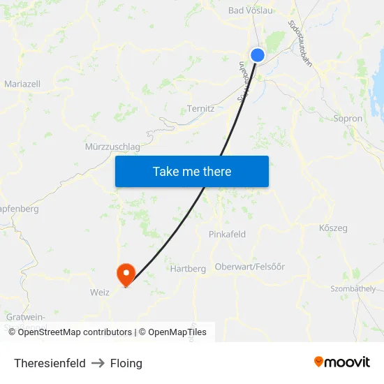 Theresienfeld to Floing map