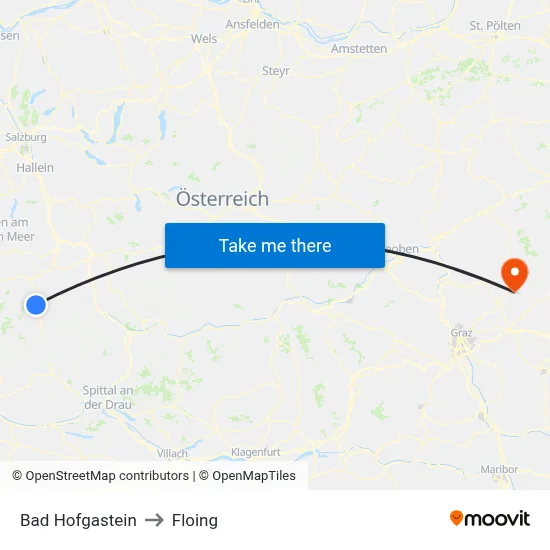 Bad Hofgastein to Floing map