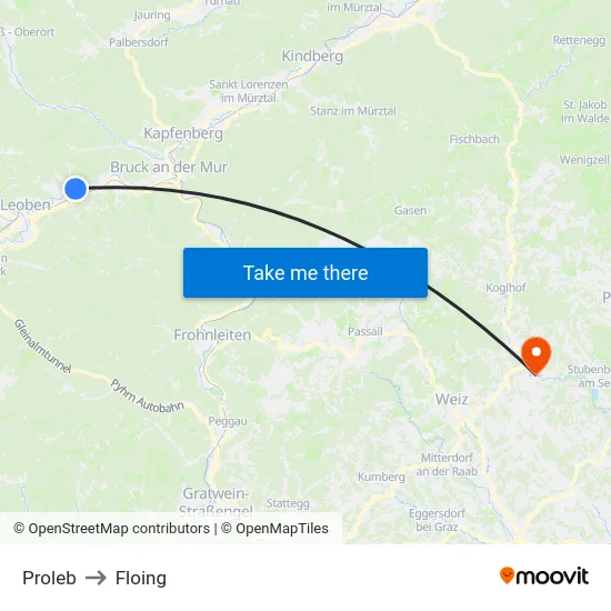 Proleb to Floing map