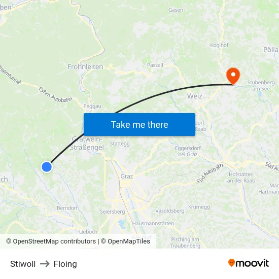 Stiwoll to Floing map