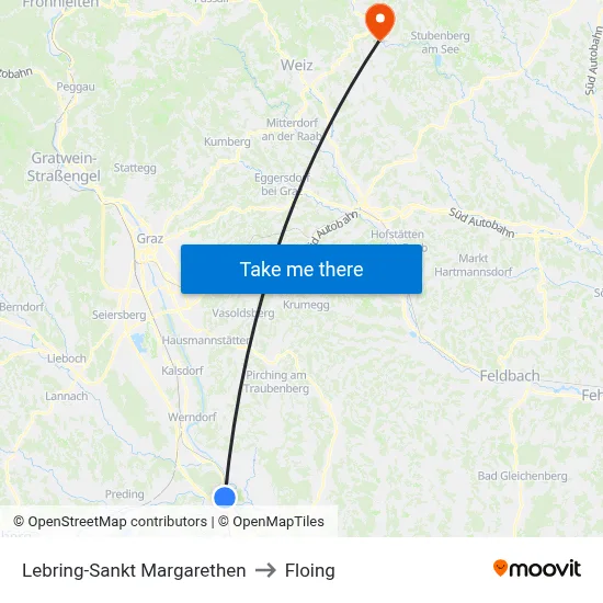 Lebring-Sankt Margarethen to Floing map