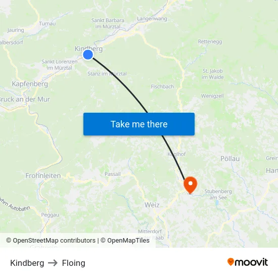Kindberg to Floing map