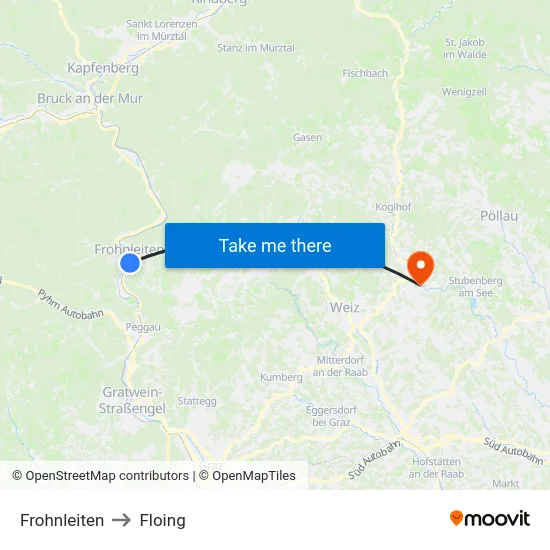 Frohnleiten to Floing map