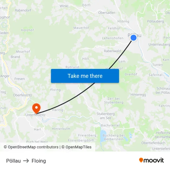 Pöllau to Floing map