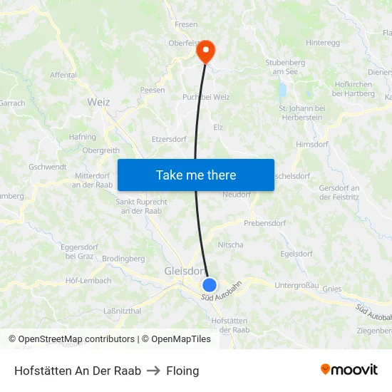 Hofstätten An Der Raab to Floing map