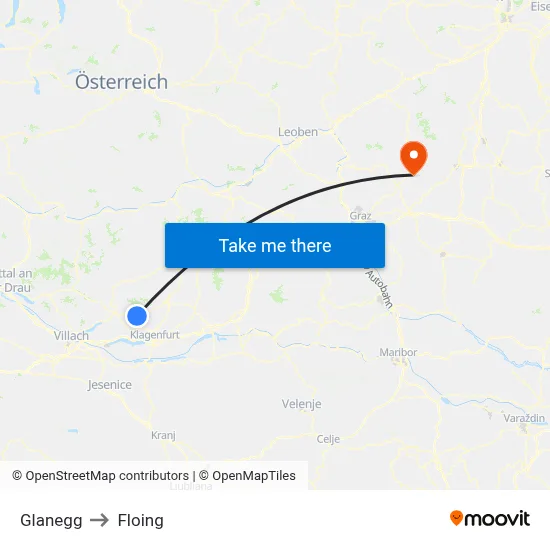 Glanegg to Floing map