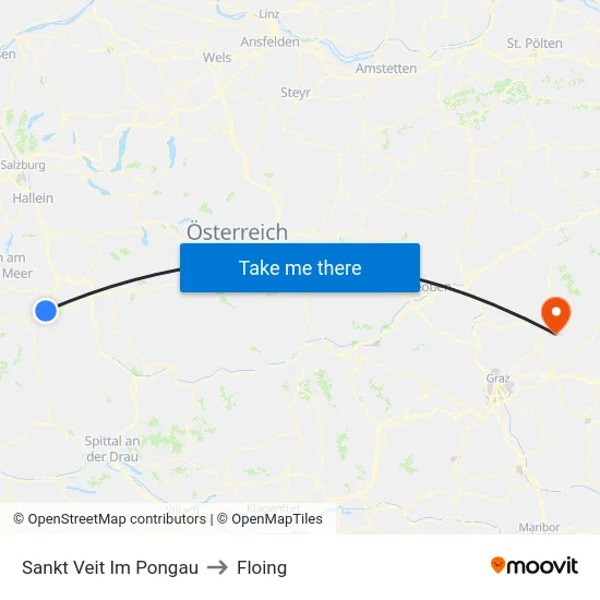 Sankt Veit Im Pongau to Floing map