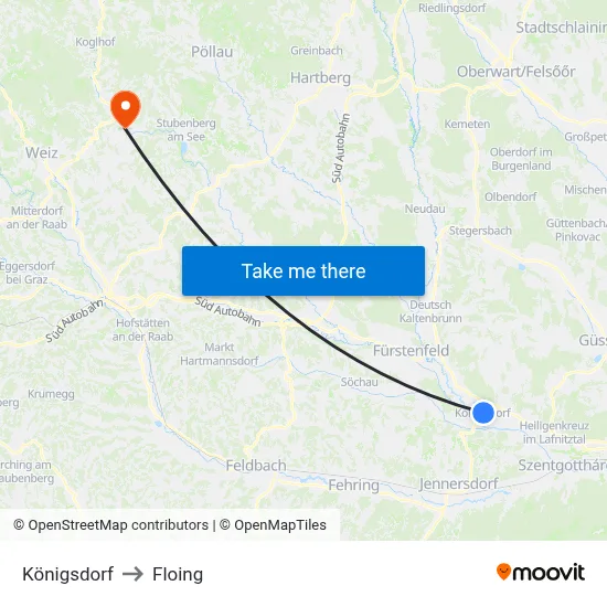 Königsdorf to Floing map