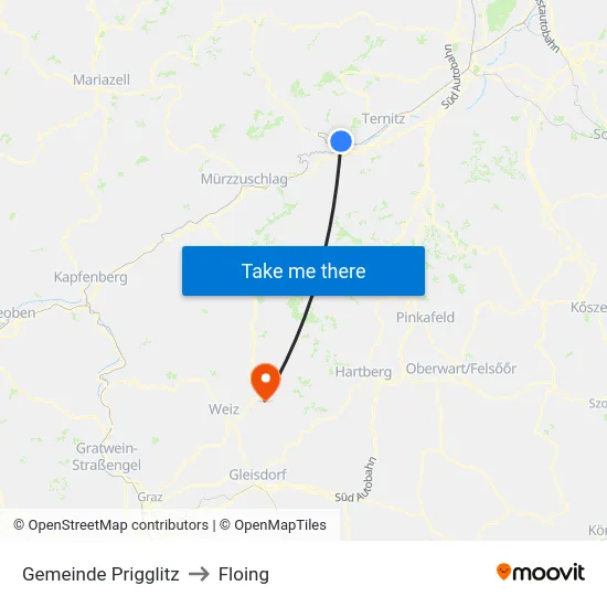Gemeinde Prigglitz to Floing map