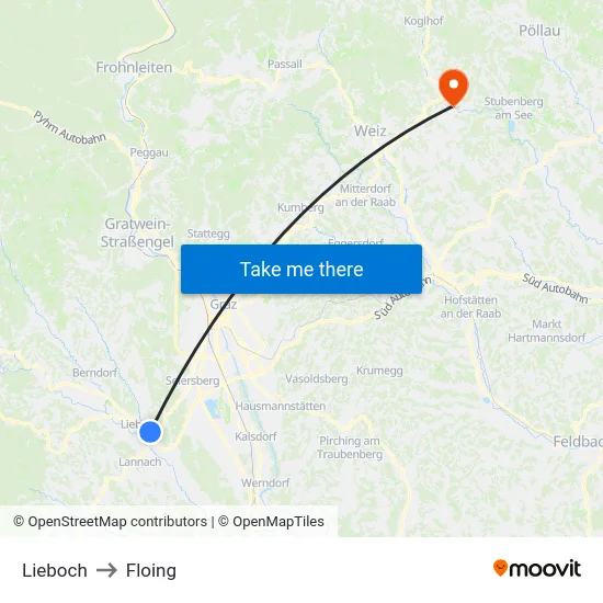 Lieboch to Floing map