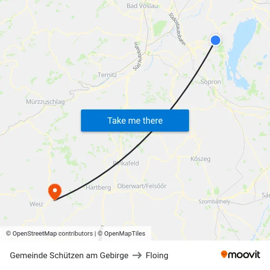 Gemeinde Schützen am Gebirge to Floing map