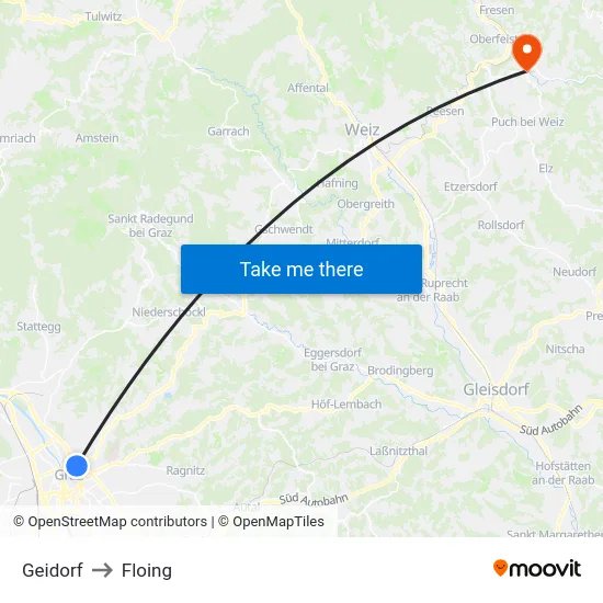 Geidorf to Floing map