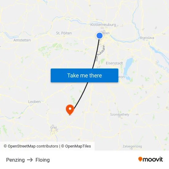 Penzing to Floing map