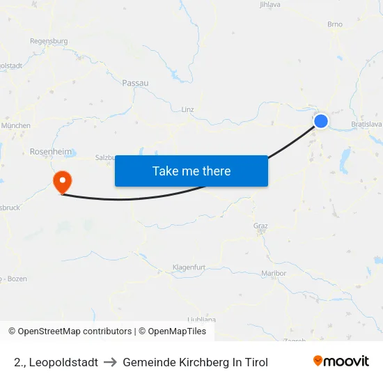 2., Leopoldstadt to Gemeinde Kirchberg In Tirol map