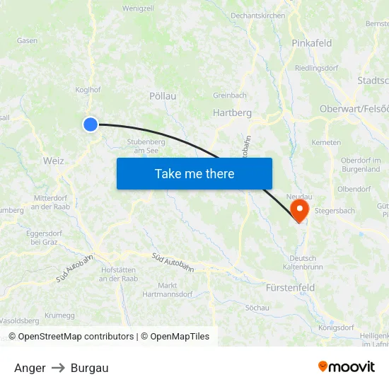 Anger to Burgau map