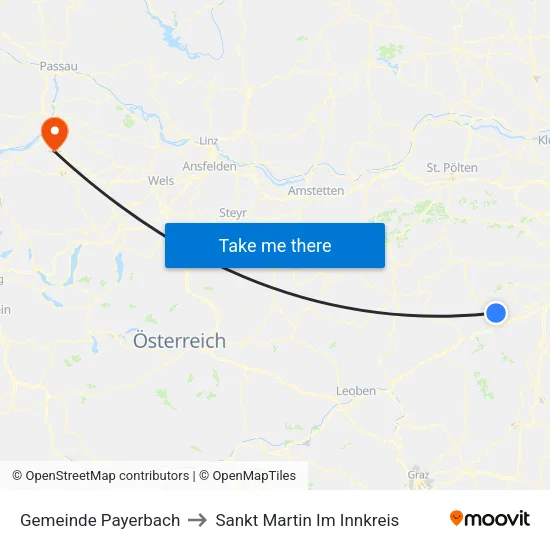 Gemeinde Payerbach to Sankt Martin Im Innkreis map