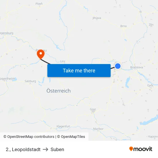 2., Leopoldstadt to Suben map