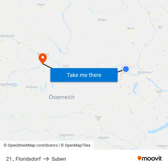 21., Floridsdorf to Suben map