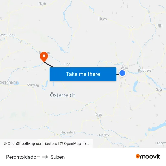 Perchtoldsdorf to Suben map