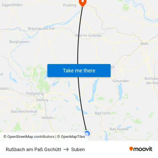 Rußbach am Paß Gschütt to Suben map