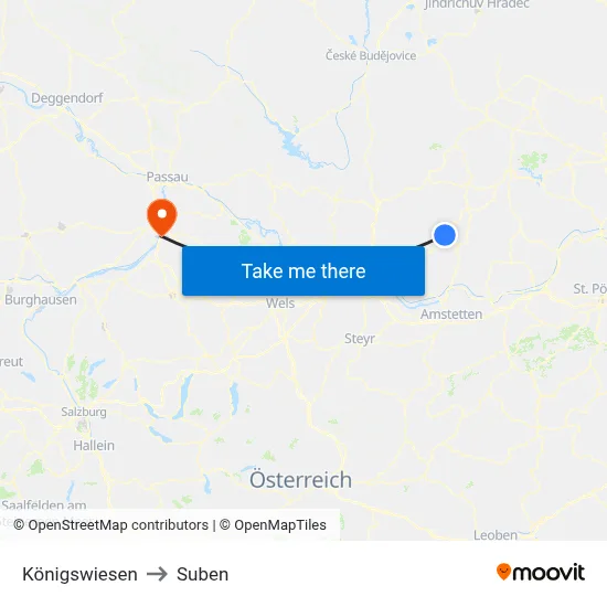 Königswiesen to Suben map